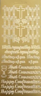 Sympathy Communion & Confirmation Gold Peel Off Stickers 1.1570