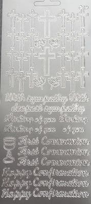 Sympathy Communion & Confirmation Silver Peel Off Stickers 1.1571