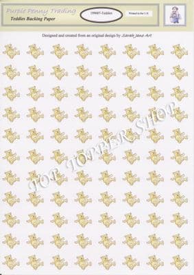 TEDDIES A4 BACKING PAPER Purple Penny Trading