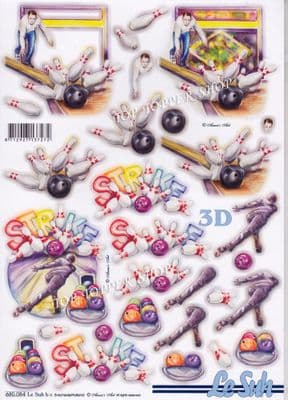 Ten Pin Bowling A4 Die Cut Decoupage Sheet Le Suh 680.084