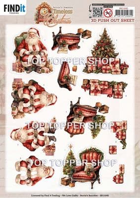 Timeless Christmas Tree Die Cut Decoupage Sheet Yvonne Creations Push Out SB11045