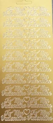 TO MY VALENTINE GOLD PEEL OFF STICKERS j66