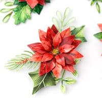 Traditional Christmas Flowers & Leaves 3 A4 Die Cut Elements Sheets - Katy Sue Designs DCE015TC