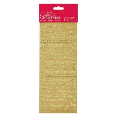 Traditional Christmas Sentiments Gold Mirror Peel Off Stickers - Docraft Outline Stickers PMA 810904