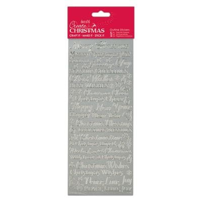Traditional Christmas Sentiments Silver Mirror Peel Off Stickers - Docraft Stickers PMA 810904