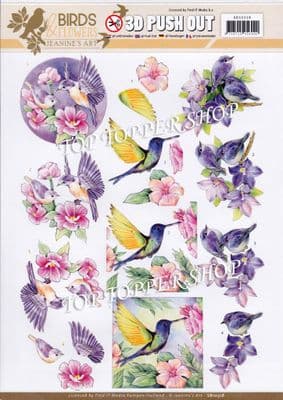 Tropical Birds A4 Die Cut Decoupage Sheet Jeanine's Art Push Out SB10318
