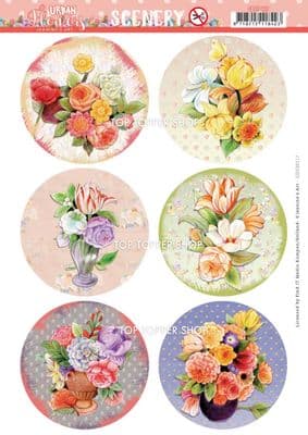 Tulips Round  A4 Die Cut Card Toppers Jeanine's Art Push Out CDS10117