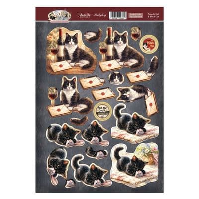 Tuxedo Cat & Black  Cat Hunkydory Decoupage Topper Sheet