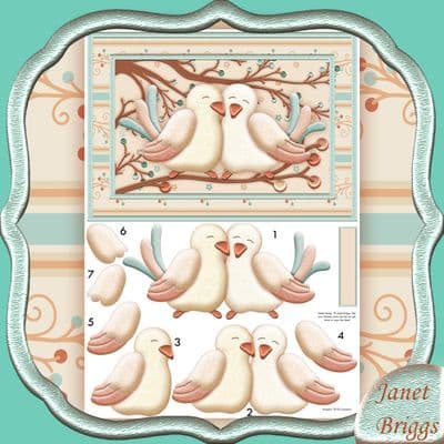 TWEETHEARTS Wedding, Anniversary, Bird-day Decoupage printed sheet gs389