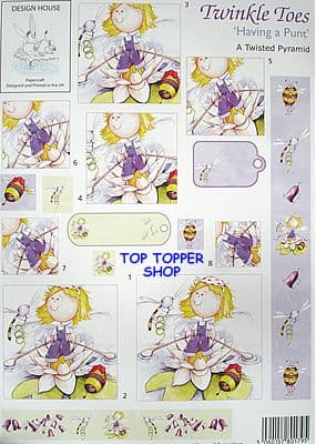 TWINKLE TOES HAVING A PUNT - DESIGN HOUSE TWISTED PYRAMID DECOUPAGE SHEET