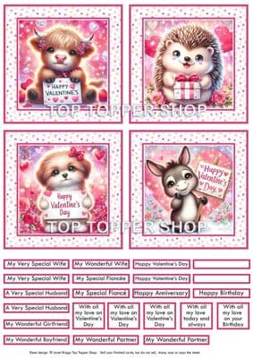 Valentine's Day Cuties Toppers for Card Making TTSTOP39