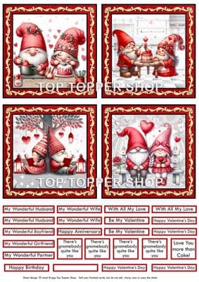 Valentine's Day Gnomes Card Toppers  TTSTOP8
