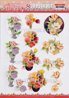 Vase of Flowers Die Cut Decoupage Sheet Jeanine's Art Push Out SB10660