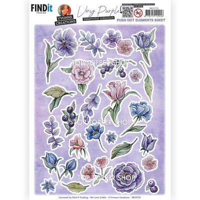 Very Purple Die Cut Paper Elements Yvonne Creations Push Out SB10725