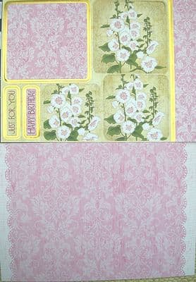 VICTORIAN GARDEN HOLLYHOCKS DIE CUT CARD KIT KANBAN 9392