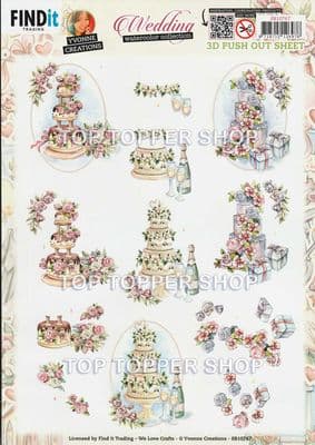 Wedding Cakes Die Cut Decoupage Sheet Yvonne Creations Push Out SB10767