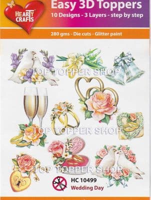 Wedding Day 10 Easy 3d Die Cut Decoupage Toppers Hearty Crafts HC10499