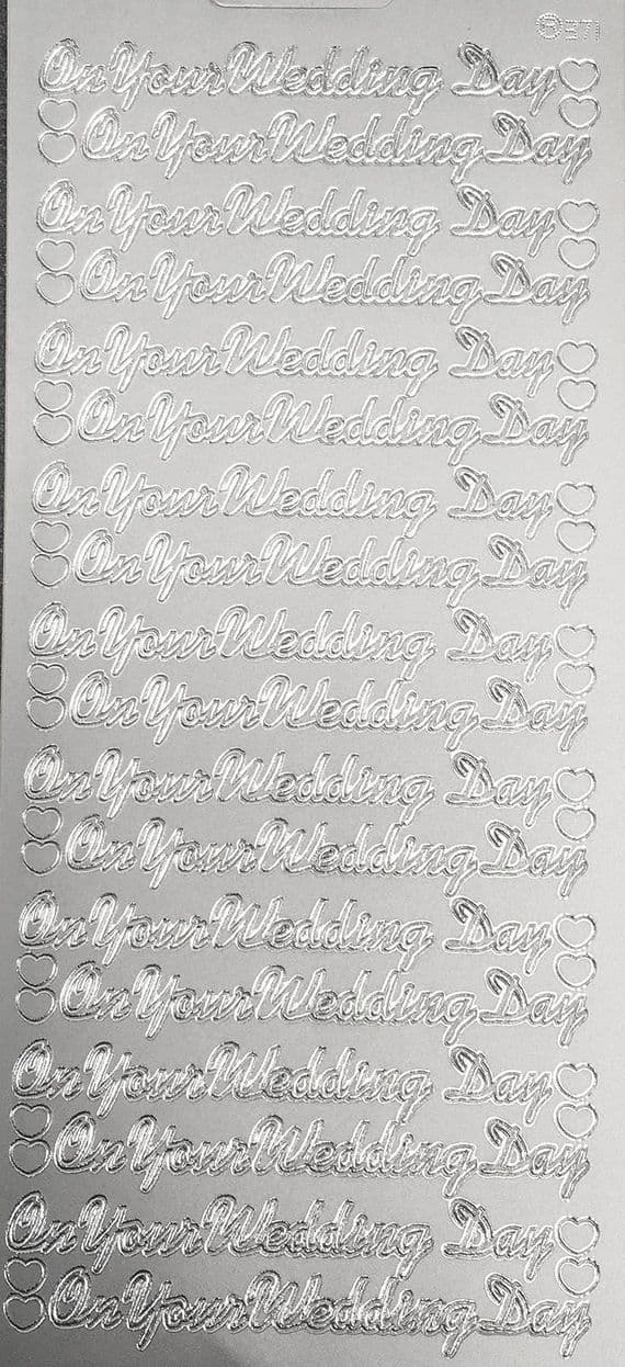 WEDDING DAY SILVER PEEL OFF STICKERS j371