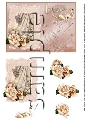 WEDDING DRESS card topper and decoupage sheet