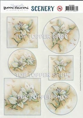 White Lily  A4 Die Cut Card Toppers Yvonne Creations Push Out CDS10068