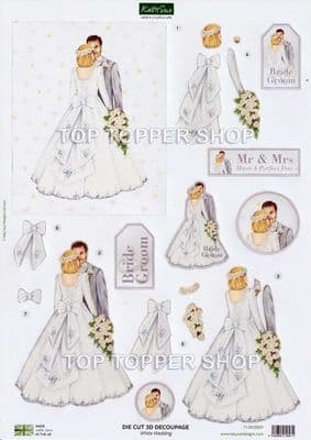 White Wedding A4 Die Cut Decoupage Sheet - Katy Sue Designs