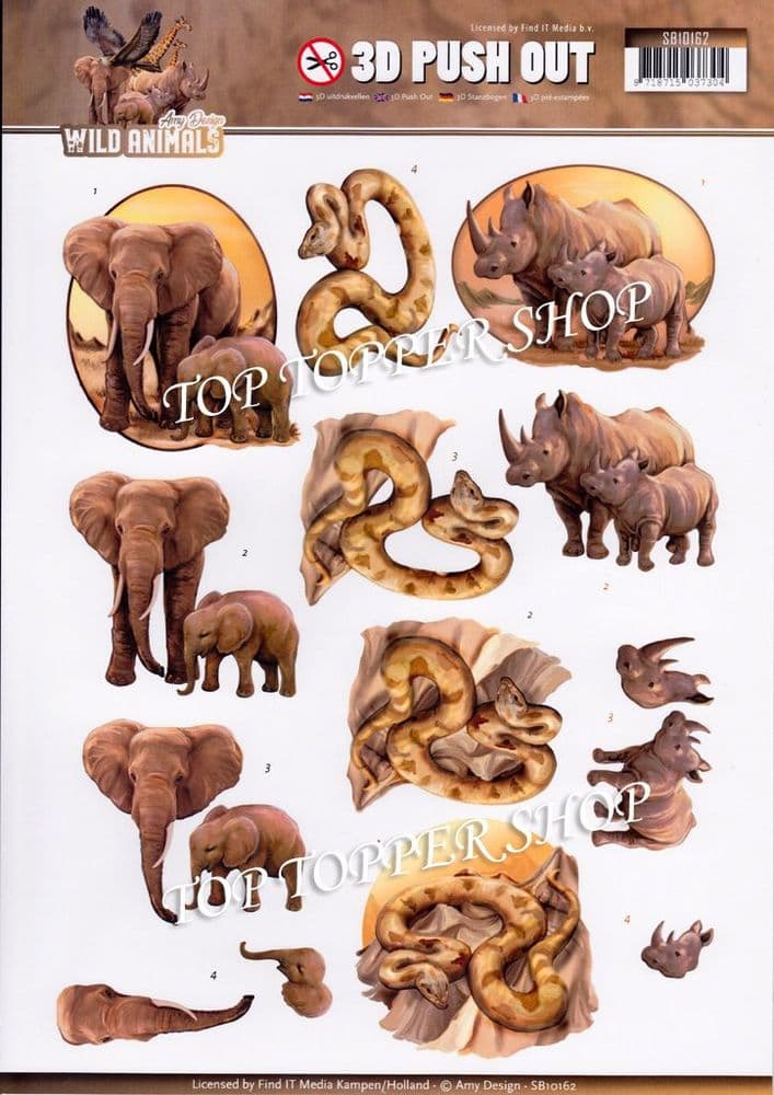 Wild Animals Die Cut Decoupage Sheet Amy Design Push Out SB10162