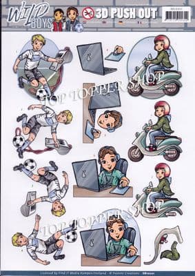 Wild Boys Teens Die Cut Decoupage Sheet Yvonne Creations Push Out SB10221