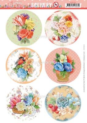 Wild Rose Round  A4 Die Cut Card Toppers Jeanine's Art Push Out CDS10118
