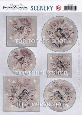 Winter Birds  A4 Die Cut Card Toppers Yvonne Creations Push Out CDS10058