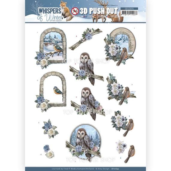 Winter Birds  Christmas Die Cut Decoupage Sheet Amy Design Push Out SB10696