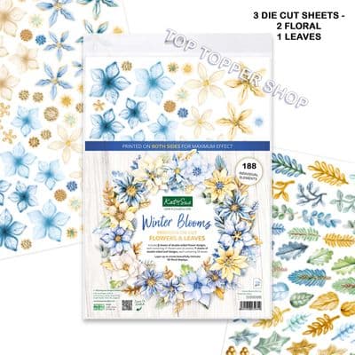 Winter Blooms Flowers & Leaves 3 A4 Die Cut Elements Sheets - Katy Sue Designs DCE003WC