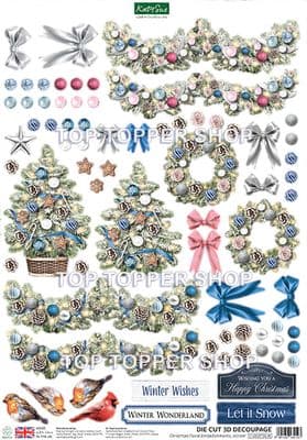 Winter Floral Christmas Embellishments 1 Die Cut A4 Sheet - Katy Sue