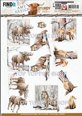 Winter Moose Die Cut Decoupage Sheet Yvonne Creations Push Out SB10826