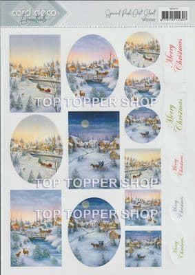 Winter Scenes A A4 Christmas Die Cut Card Toppers - Card Deco Push Out SB10715