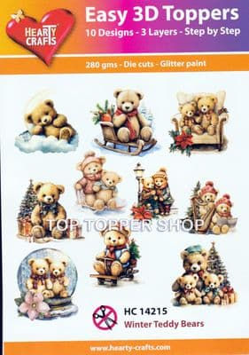 Winter Teddy Bears 10 Easy 3d Die Cut Decoupage Toppers Hearty Crafts HC14215