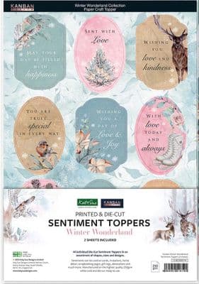 Winter Wonderland Foiled Sentiment Toppers 1 A4 sheet Kanban Crafts