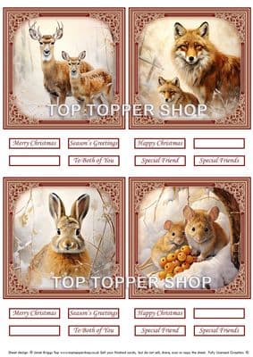 Winter Woodland Wildlife - Christmas Toppers for Card Making 290gsm TTSTOPX22