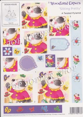 WOODLAND CAPERS SITTING PRETTY - DESIGN HOUSE TWISTED PYRAMID DECOUPAGE SHEET