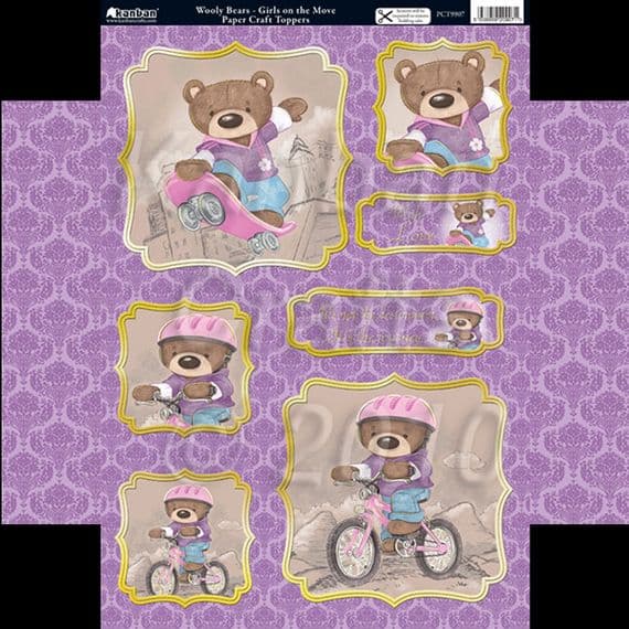 WOOLY BEARS - GIRLS ON THE MOVE KANBAN TOPPERS KIT 9907