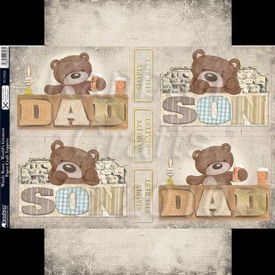 WOOLY BEARS - WORLD'S GREATEST DAD SON KANBAN TOPPERS KIT 9826