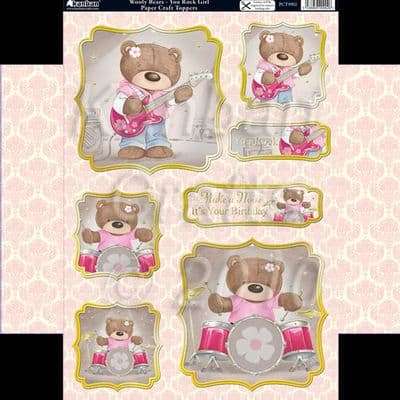 WOOLY BEARS - YOU ROCK GIRL KANBAN TOPPERS KIT 9902