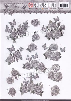Words of Sympathy Roses A4 Die Cut Decoupage Sheet Amy Design Push Out SB10313