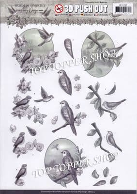 Words of Sympathy Swallows A4 Die Cut Decoupage Sheet Amy Design Push Out SB10314