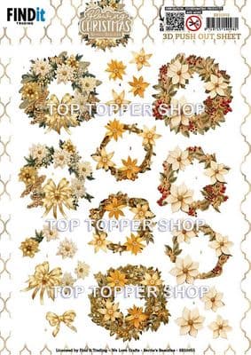 Wreath - Glowing Christmas  Die Cut Decoupage Sheet Berrie's Beauties Push Out SB10955