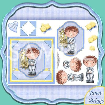 First Holy Communion Boy Topper & Decoupage Printed Sheet 472dd