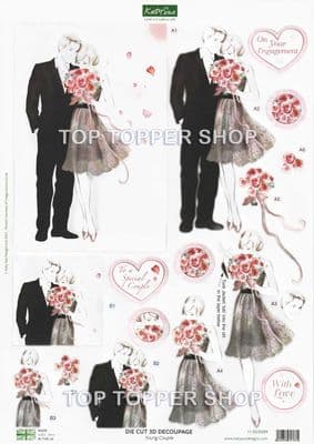Young Couple A4 Die Cut Decoupage Sheet - Katy Sue Designs
