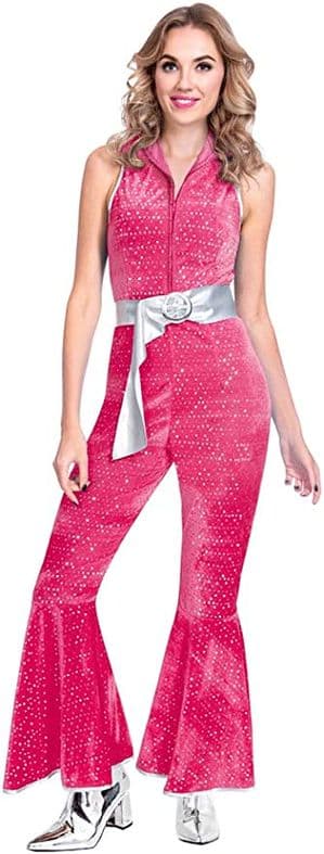 70's Disco Diva Jumpsuit Costume Pink Abba costume