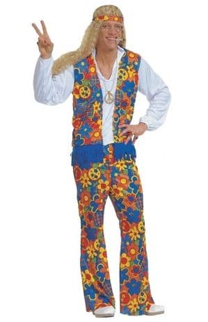 70's Floral Hippie Plus Size Costume  (3331)