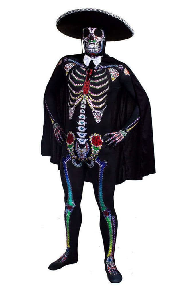 Sugar Skull Skeleton plus size Halloween fancy dress costume, plus size ...