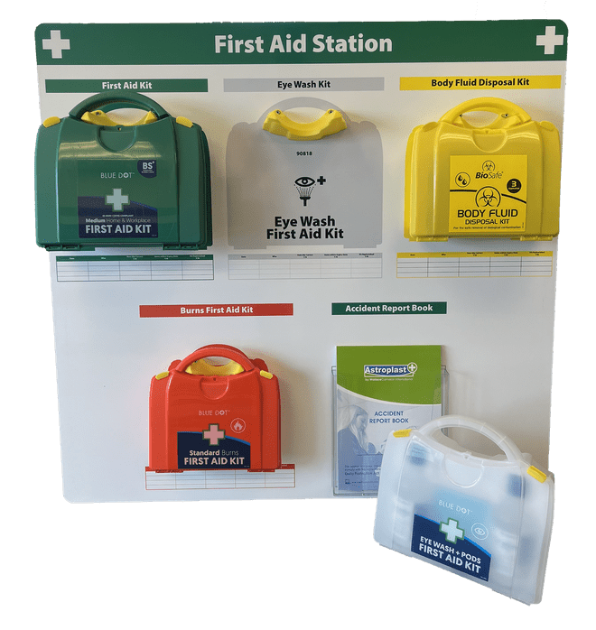 First Aid & Eye Wash & Burns & Biohazard Station